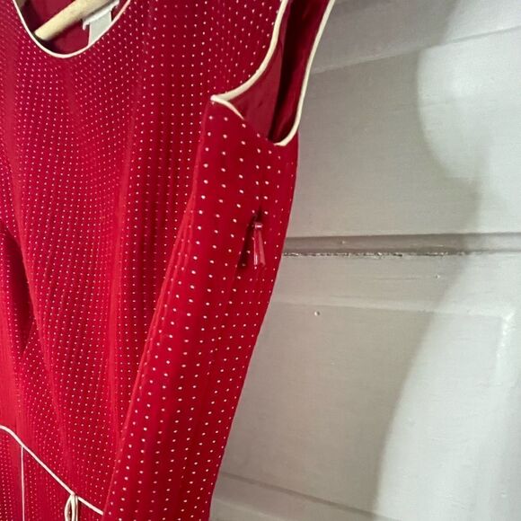 Liz Claiborne Micro Polka Dot Red Sleeveless Dress - Picture 5 of 10